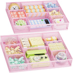 2 Pack Desk Drawer Organizer with Adjustable Compartments and 5 Dividers