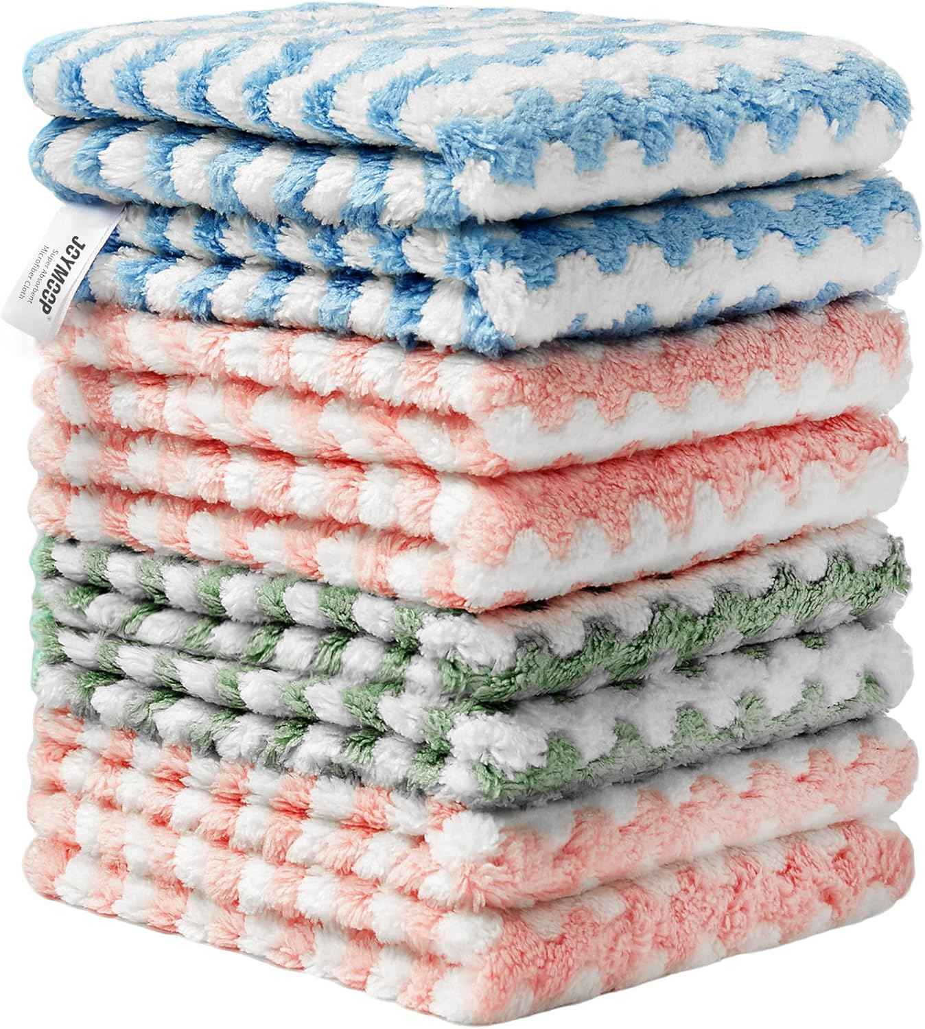 JOYMOOP 18 Pack Microfiber Cleaning Cloth, Kitchen Towels for Dish Drying Washing, Absorbent Streak Free Lint Free Rags for Cleaning, Reusable and Washable Towels - 10" x 10"