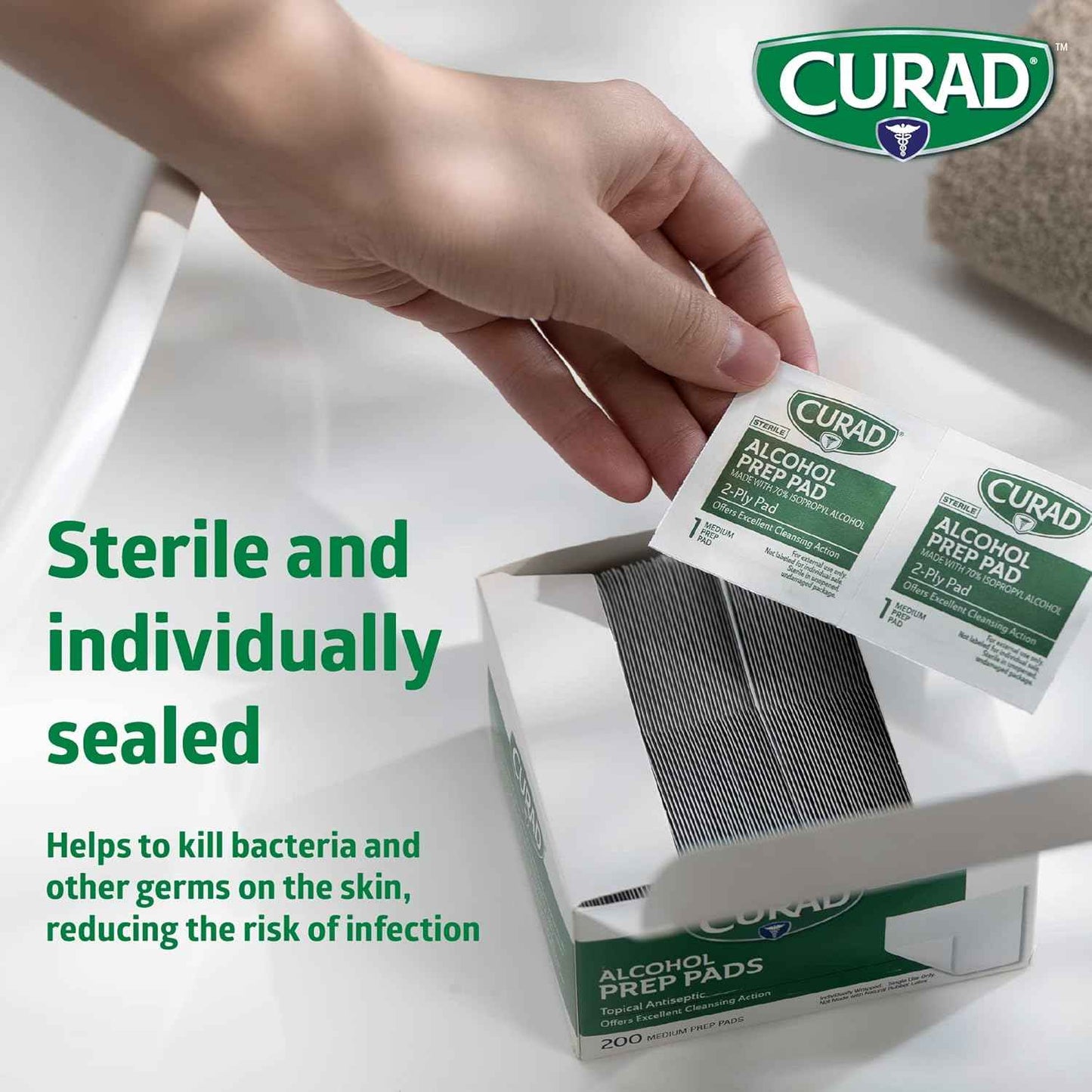 CURAD Alcohol Prep Pads (Pack of 4 Boxes) | 400 Pieces of Medium Isopropyl Wipes Individually Wrapped | First Aid Swabs for Cuts & Scrapes | Medical Pads for General Cleansing