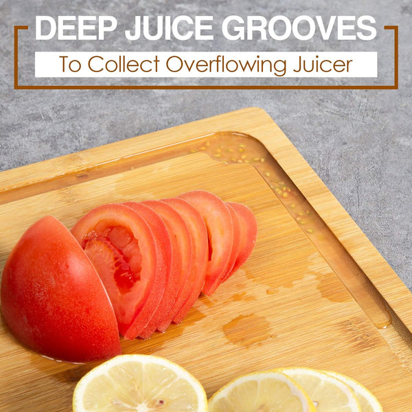 Extra Large Bamboo Cutting Board with Juice Groove and Handles for Kitchen
