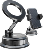 Car Phone Mount with Magnetic Clip for Magsafe & Android 360 Universal Suction Phone Mount for Dashboard Windshield Car Phone Holder for Car for iPhone 17 16 15 14 Pro Max Samsung Galaxy S25 Cell
