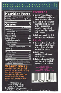 Siete gluten-free chicken fajita seasoning mix for whole30 approved meals, 7 servings, vegan, non-gmo, 1 packet
