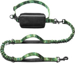 iYoShop hands-free dog leash with zipper pouch and dual padded handles for medium and large dogs (large, 25-120 lbs, black)