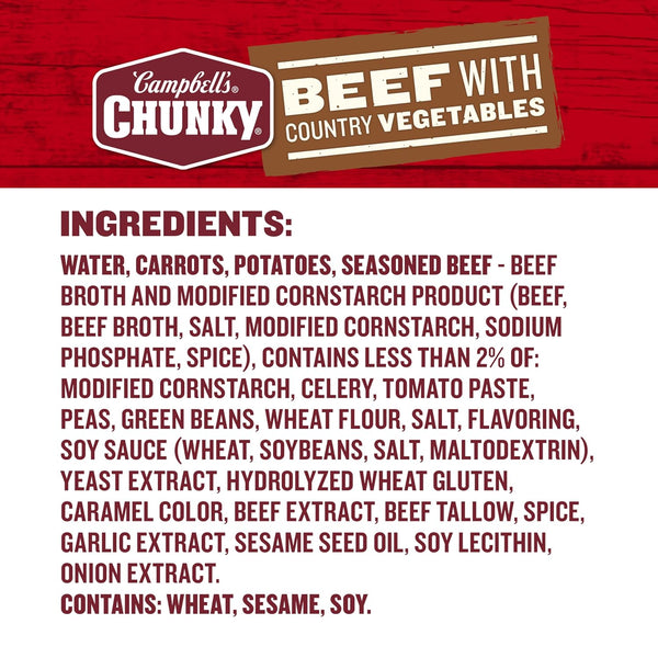 Campbell's Chunky Beef Soup with Country Vegetables, 18.8 Oz Can