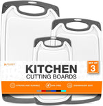 3-piece cutting board set with non-slip handles and gray color