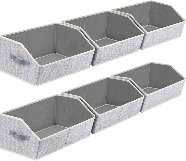 Large Fabric Trapezoid Storage Bins for Closet Organizer System 6 Pack