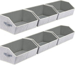 Large closet shelf organizer with fabric storage bins and handles