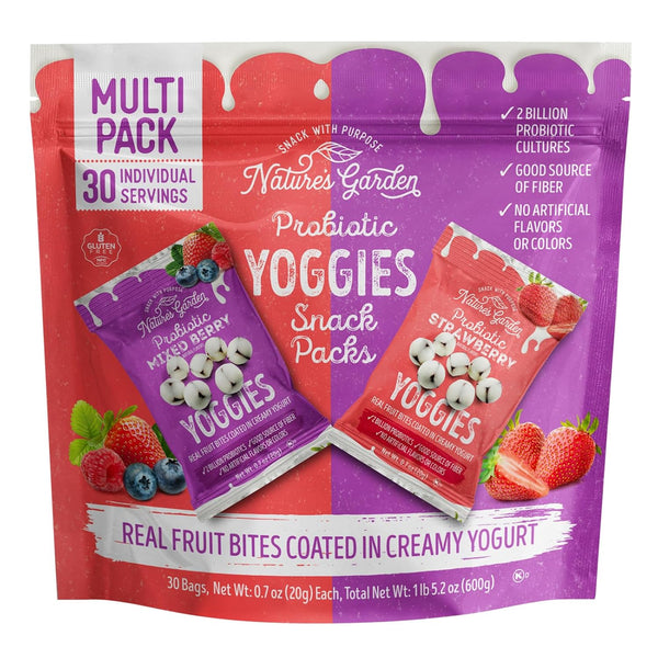 Nature's Garden Probiotic Yoggies Multi Pack, 21oz, High Fiber, Real Fruit Pieces, No Artificial Ingredients