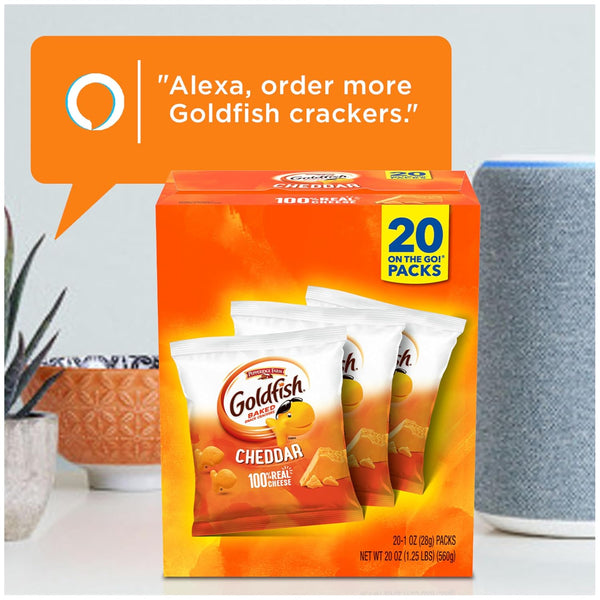 Goldfish Cheddar Cheese Crackers, 20 Count Box, 1 oz On-the-Go Snack Packs