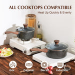 Small Nonstick Saucepan with Lid, Swiss Granite Coating, Stay-cool Handle, Multipurpose Handy Sauce Pot
