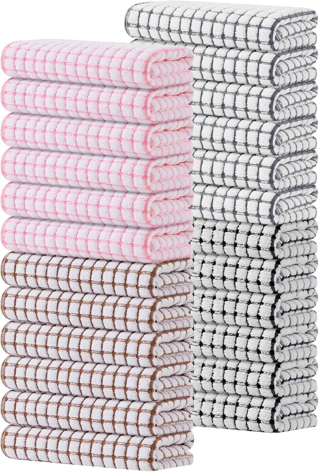 Kitinjoy Cotton 8 Pack Terry Kitchen Dish Cloths, 12 x 12 Inches Super Soft and Absorbent Dish Rags, Quick Drying Dish Towels for Washing Dishes, Mixed Color