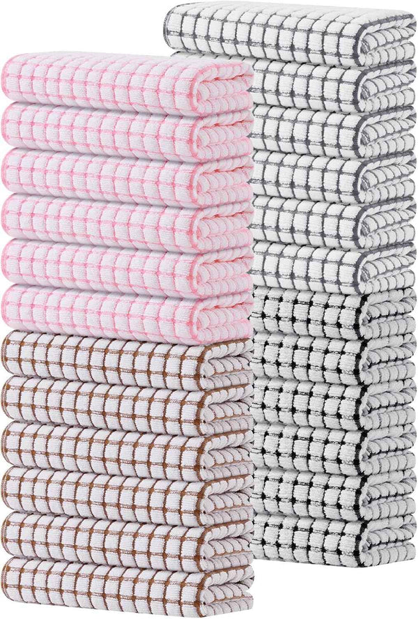 Kitinjoy Cotton 8 Pack Terry Kitchen Dish Cloths, 12 x 12 Inches Super Soft and Absorbent Dish Rags, Quick Drying Dish Towels for Washing Dishes, Mixed Color