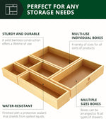 5-piece bamboo drawer organizer set for multi-use storage