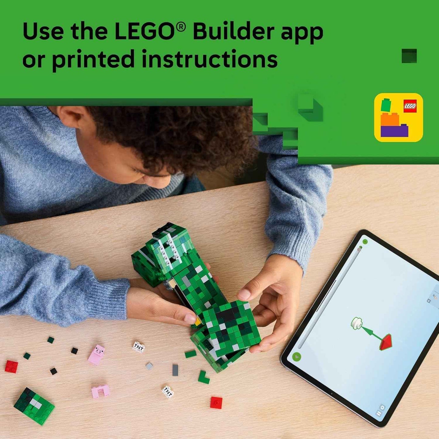 LEGO Minecraft The Creeper Kids Building Toy - Minecraft Toy for Boys & Girls, Ages 10+ - Room Decor for Gamers -W/ 1st Version Minifigure - Gift for Christmas - 21276