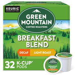 Green Mountain Coffee Roasters Decaf Breakfast Blend, 32-count, single-serve K-Cup pods, light roast, Orthodox Union Kosher
