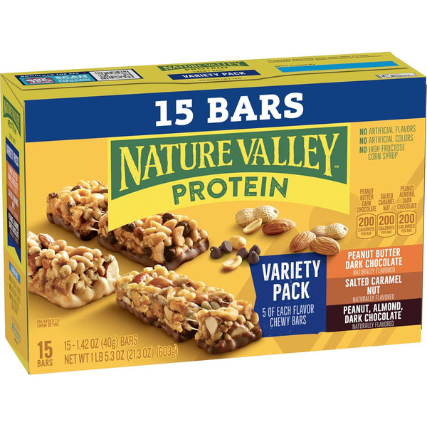 Nature Valley Protein Bars Variety Pack, 15 Count, 21.3 oz Box