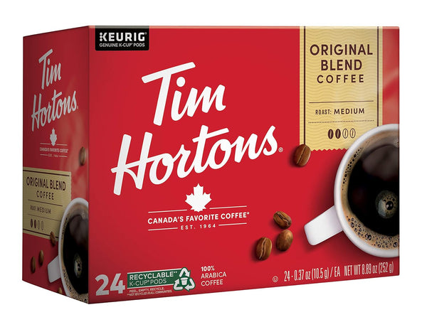 Tim Hortons Original Blend Medium Roast Coffee K-Cup Pods Compatible with Keurig Brewers 24 Count