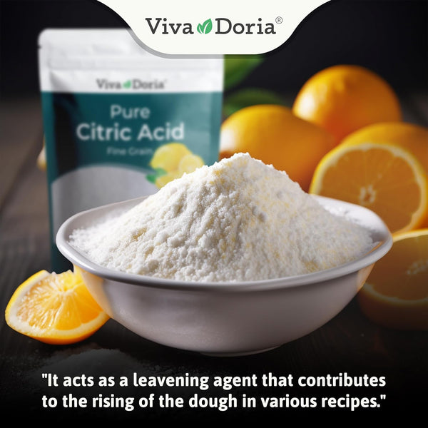 Viva Doria 100% Pure Citric Acid, Food Grade, Fine Grain, 2 lb (907 g) for Culinary and Beverage Applications