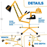 Stargo Sand Digger kids excavator ride-on toy, outdoor sandbox play, solid steel 360-degree rotation, role-playing sandbox toy