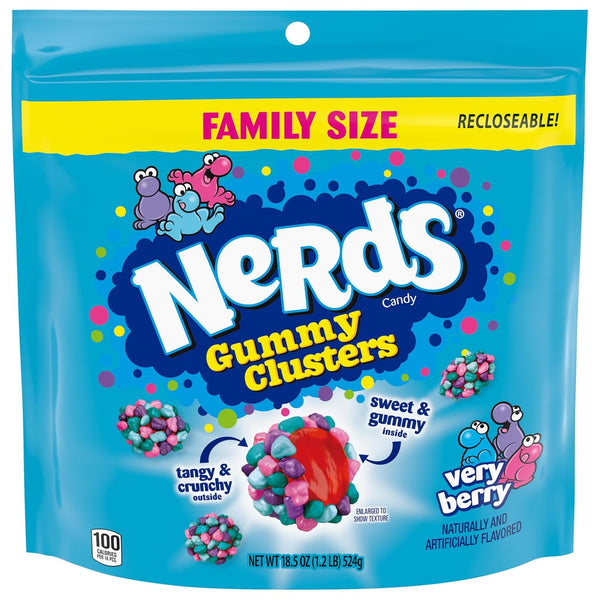 NERDS Gummy Clusters, Very Berry, Crunchy and Gummy, 18.5 oz Candy