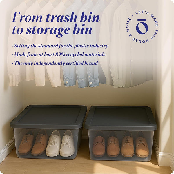 HOMZ 2-Pack Snaplock Storage Bins for Organization and Storage