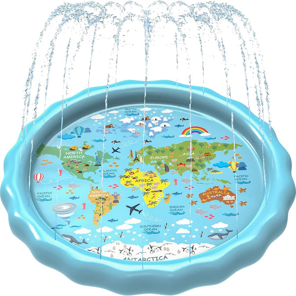 60-inch SplashEZ 3-in-1 kiddie pool and sprinkler for toddlers and babies, BPA-free water play mat for outdoor learning
