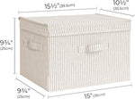 StorageWorks Fabric Storage Bins with Lid, Decorative Storage Boxes for Shelves and Closets