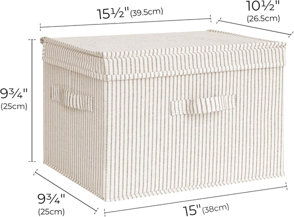 StorageWorks Fabric Storage Bins with Lid, Decorative Storage Boxes for Shelves and Closets