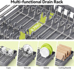 Urackify Stainless Steel Dish Drying Rack with Foldable Organizer