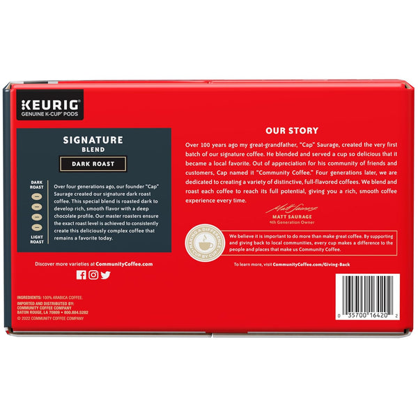 Community Coffee Signature Blend 72 Count Coffee Pods Dark Roast Compatible with Keurig 2.0 K-Cup Brewers