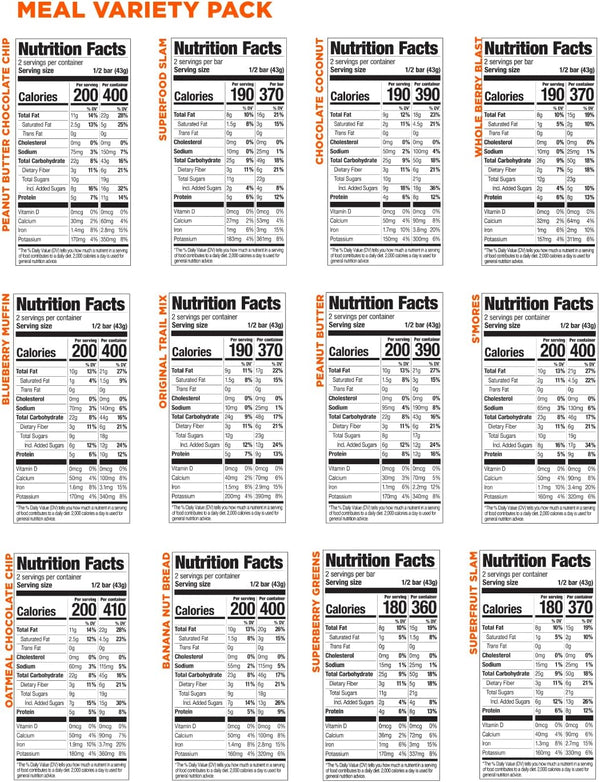 Plant-based meal replacement bar with whole food ingredients, oats, nuts, and seeds