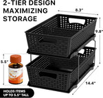 2 Tier Bathroom Organizer Tray with Sliding Drawer and Under Sink Storage