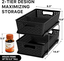 2 Tier Bathroom Organizer Tray with Sliding Drawer and Under Sink Storage