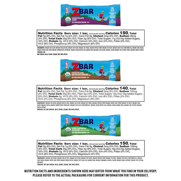 Zbar Protein Variety Pack Soft-Baked Energy Snack Bars with Organic Oats 6 Flavors Granola Bars