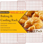 2PCS Cooling Racks for Cooking and Baking - 10" x 15"Heavy Duty Stainless Steel Wire Rack for Baking, Grilling, Roasting - Oven & Dishwasher Safe - Fits Jelly Roll Sheet Pan-Silver