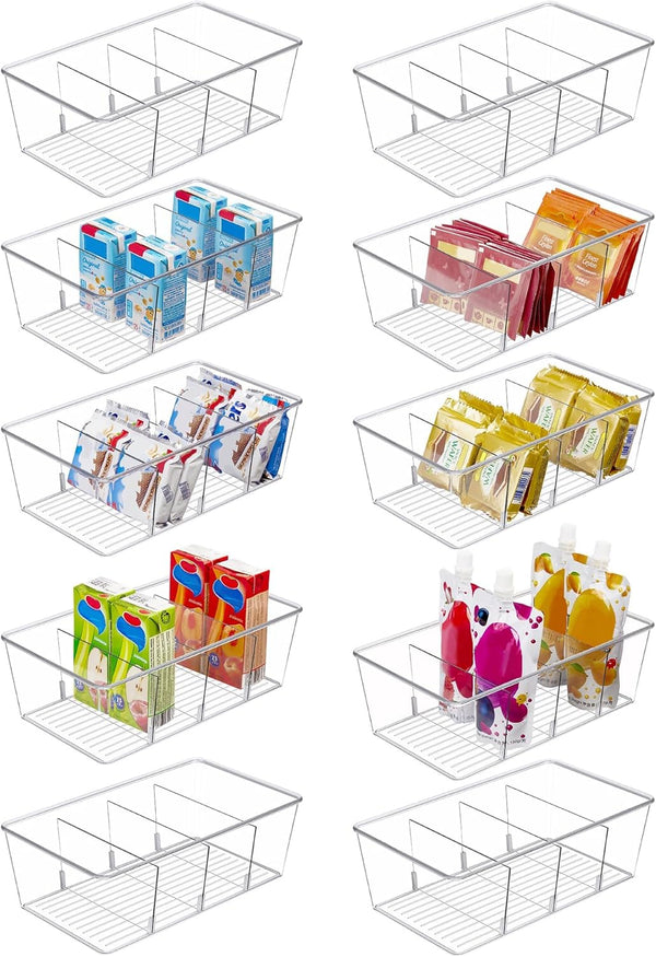 Clear Plastic Food Storage Organizer Bins for Pantry and Kitchen