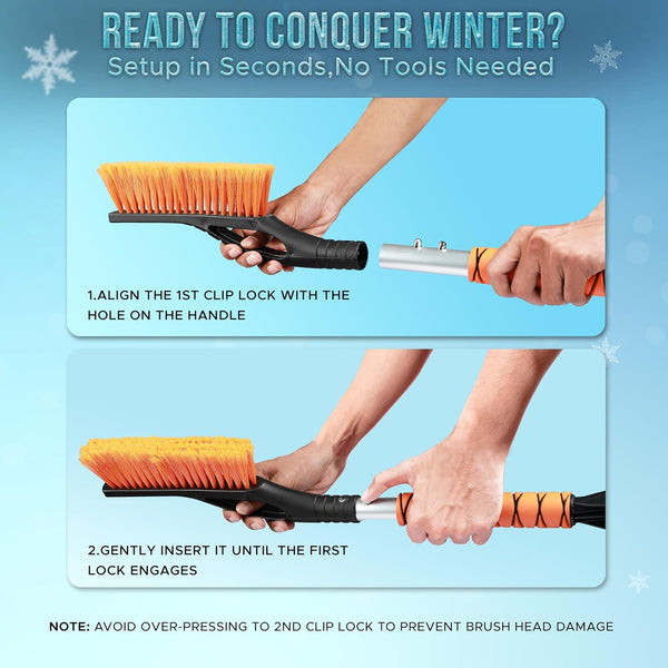 EcoNour 27 inch car snow brush and ice scraper 2 pack for windshield snow removal and ice scraping winter car accessories