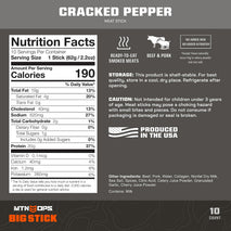 MTN OPS Big Stick High Protein Meat Sticks - 10 Count Carton