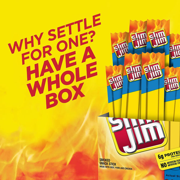Slim Jim Smoked Meat Sticks, Mild Flavor, 26 Count, 0.28 oz Each