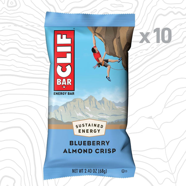 CLIF BAR Energy Protein Bars Blueberry Almond Crisp 10 Pack Non GMO