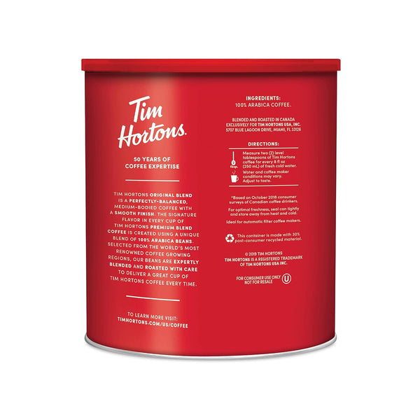 Tim Hortons Original Blend, Medium Roast Ground Coffee, 48 Oz Canister