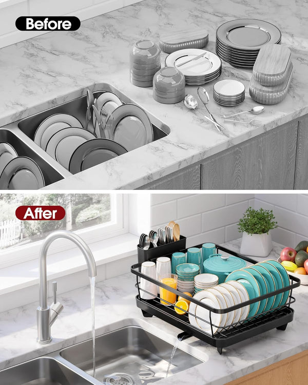 Stainless Steel Dish Rack with Drainboard for Kitchen Counter and Sink
