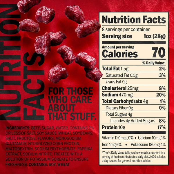 Jack Link's Teriyaki Beef Tender Bites, 8 oz Bag, Ready to Eat Protein Snacks