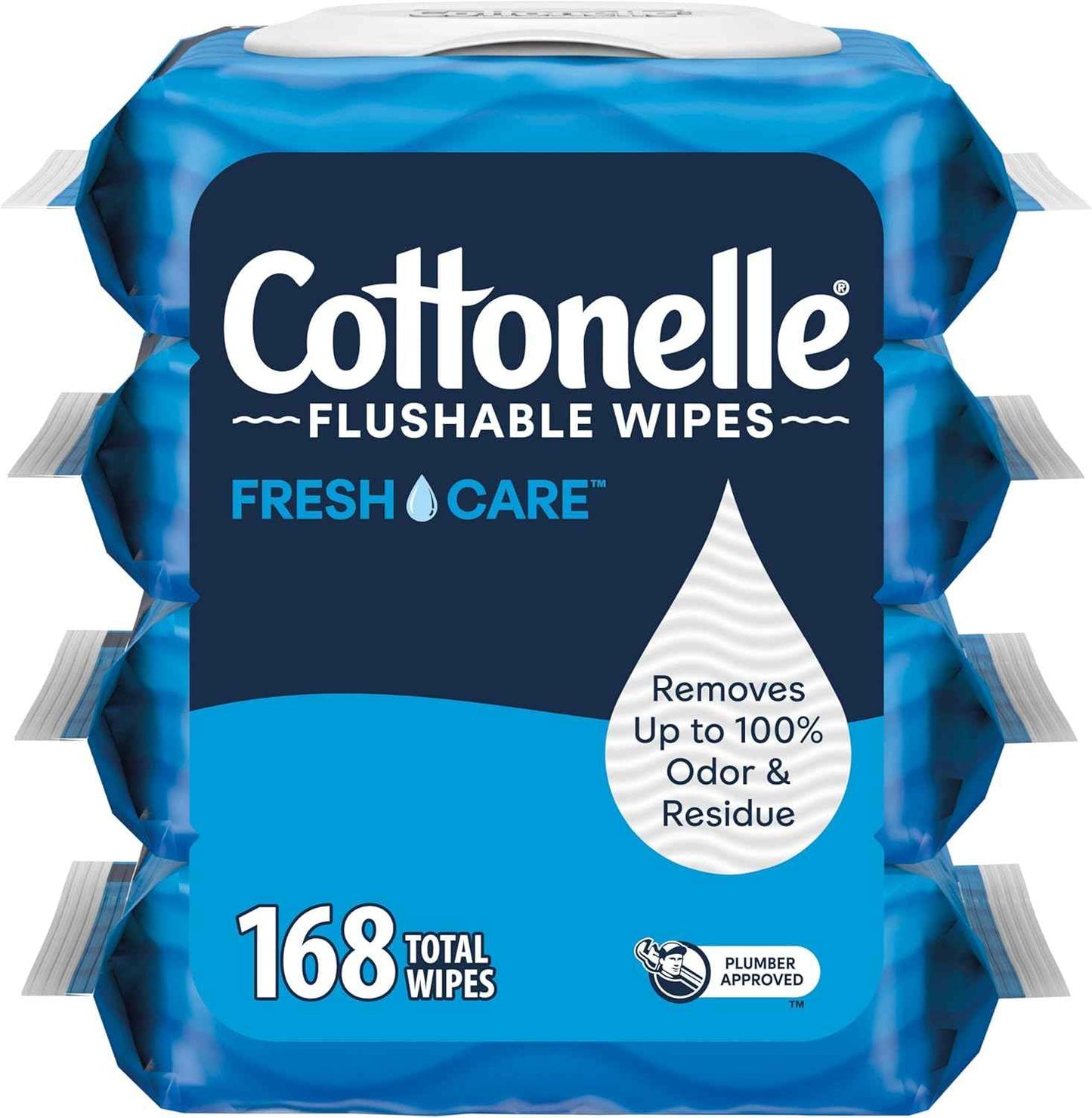 Cottonelle Fresh Feel Flushable Wet Wipes, Adult Wet Wipes, 8 Flip-Top Packs, 42 Wipes Per Pack (336 Total Wipes), Packaging May Vary