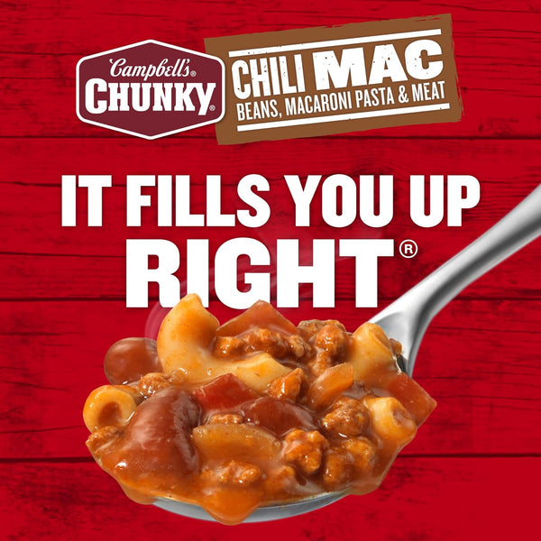 Campbell's Chunky Chili Mac Soup, 18.8 Ounce Can, High-Protein Canned Soup for Game Day Snacks