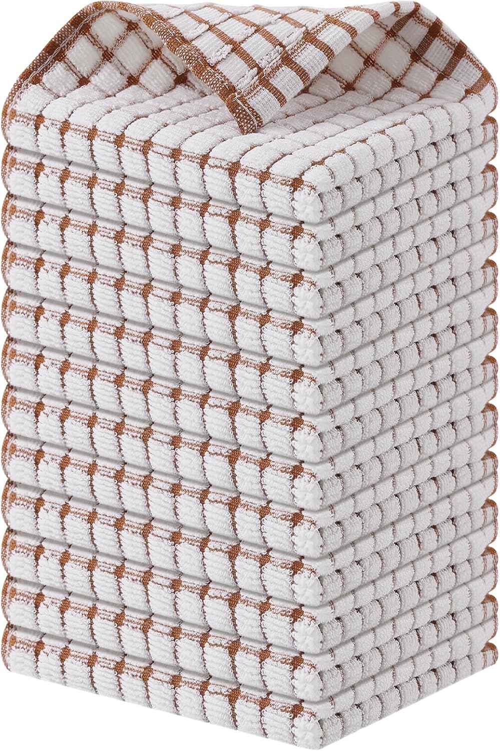 Kitinjoy Cotton 8 Pack Terry Kitchen Dish Cloths, 12 x 12 Inches Super Soft and Absorbent Dish Rags, Quick Drying Dish Towels for Washing Dishes, Mixed Color