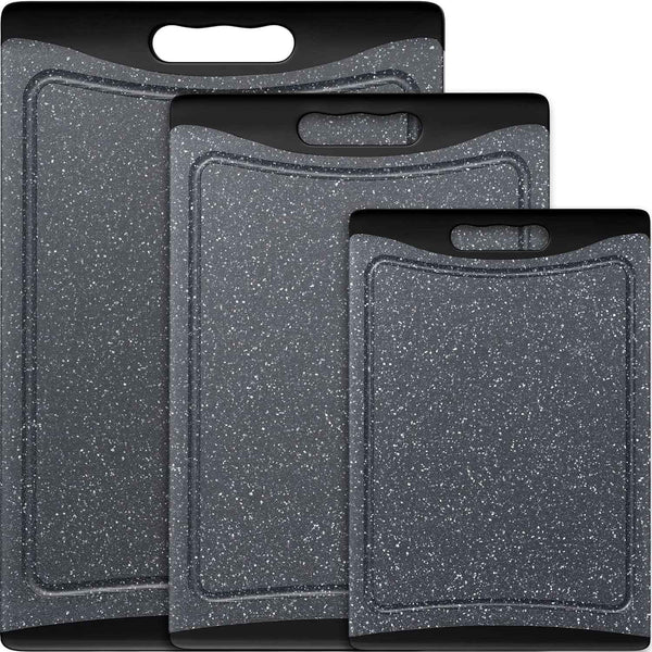 Empune Extra Large Plastic Cutting Boards, Set of 3 with Juice Grooves and Easy-Grip Handles