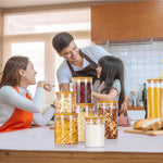 7-pack glass food storage jars with bamboo lids for kitchen organization