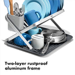 OXO Good Grips Aluminum Fold Flat Dish Drying Rack for Kitchen Counter