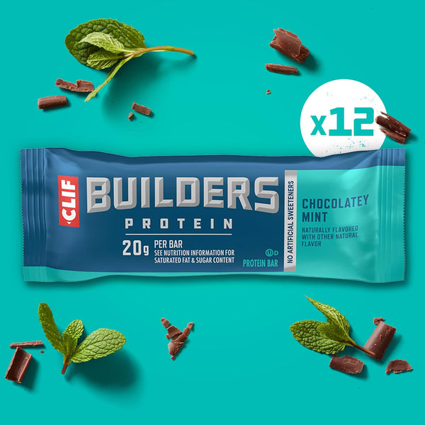 CLIF BUILDERS Chocolatey Mint Plant Based Protein Bars 20g Protein 12 Pack